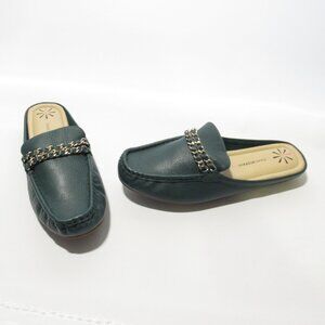 Issac Mizrahi Leather Mule Moccasin with Chain Hardware ~  Amanda ~ 10 M   NIB